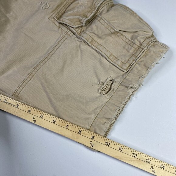 Abercrombie Fitch Shorts 30 Cargo Distressed Heavy Y2K Button Drawstring - Picture 12 of 13
